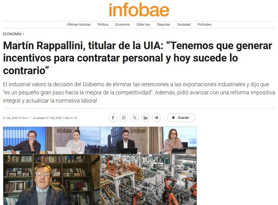 Tenemos que generar incentivos para contratar personal y hoy sucede lo contrario (Infobae)